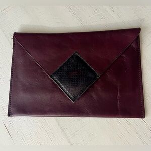 Vintage David Mehler for Dame Leather Envelope Snakeskin Clutch